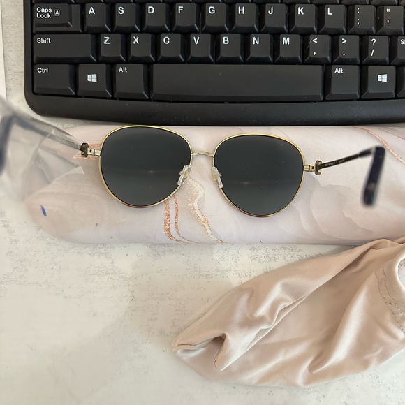 Tory Burch TY6082 329655 56mm Shiny Gold Metal Sunglasses - Picture 9 of 12